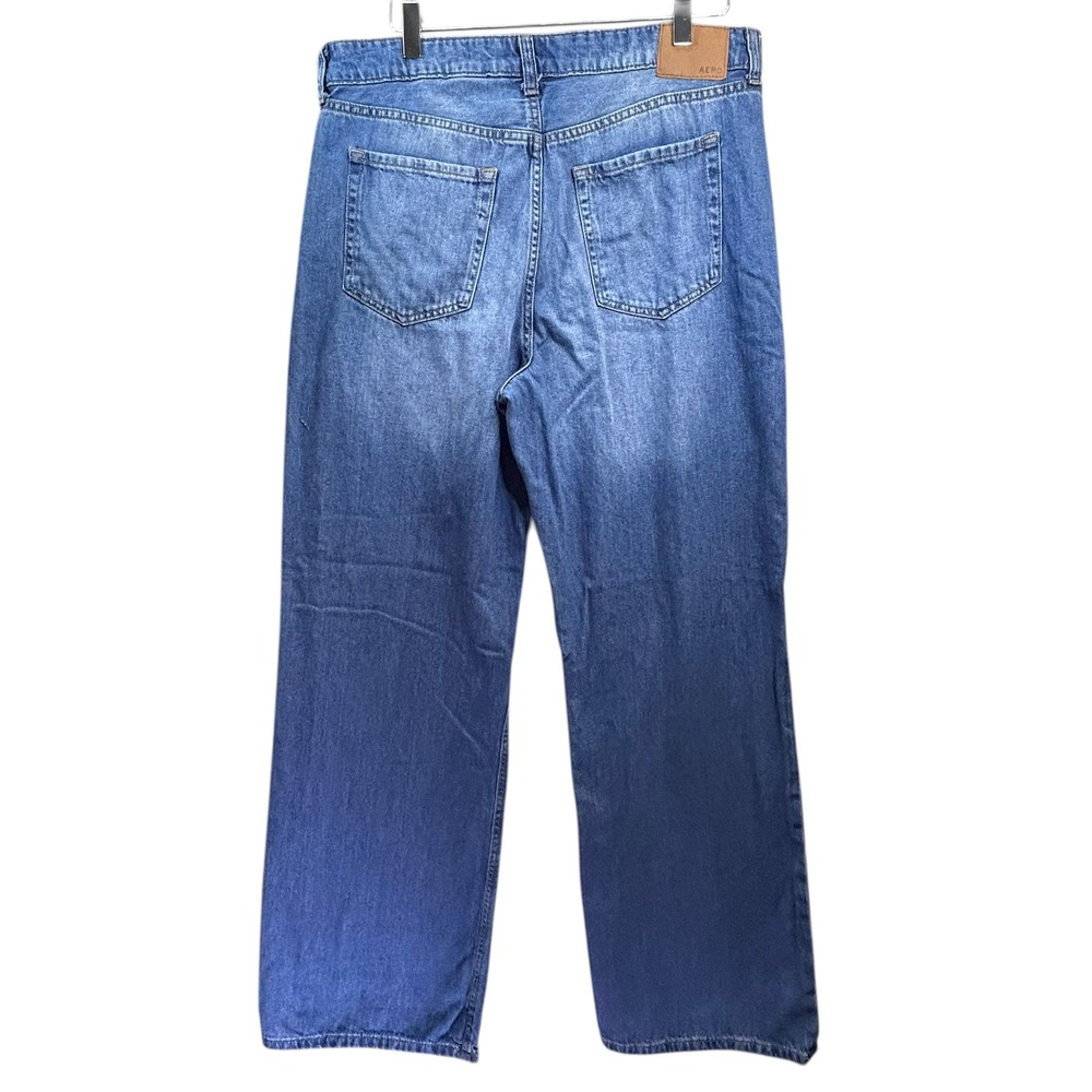 Aeropostale Womens High Rise Wide Leg Jeans Blue Medium Wash Cotton Size 12 - Picture 4 of 9